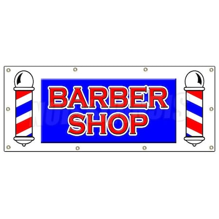 Signmission Barber Shop Banner Heavy Duty 13 Oz Vinyl with Grommets Single Sided B-96 Barber Shop